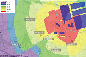 臭気の拡散状況の図示化